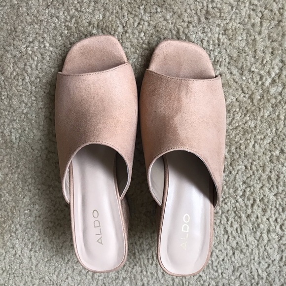 ALDO Mule Block Heel Almond Toe Shoe - Picture 3 of 5